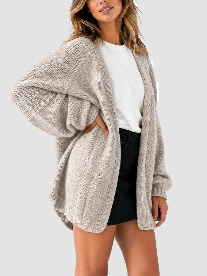 Women's Casual Solid-Color Loose-Fit Knit Cardigan