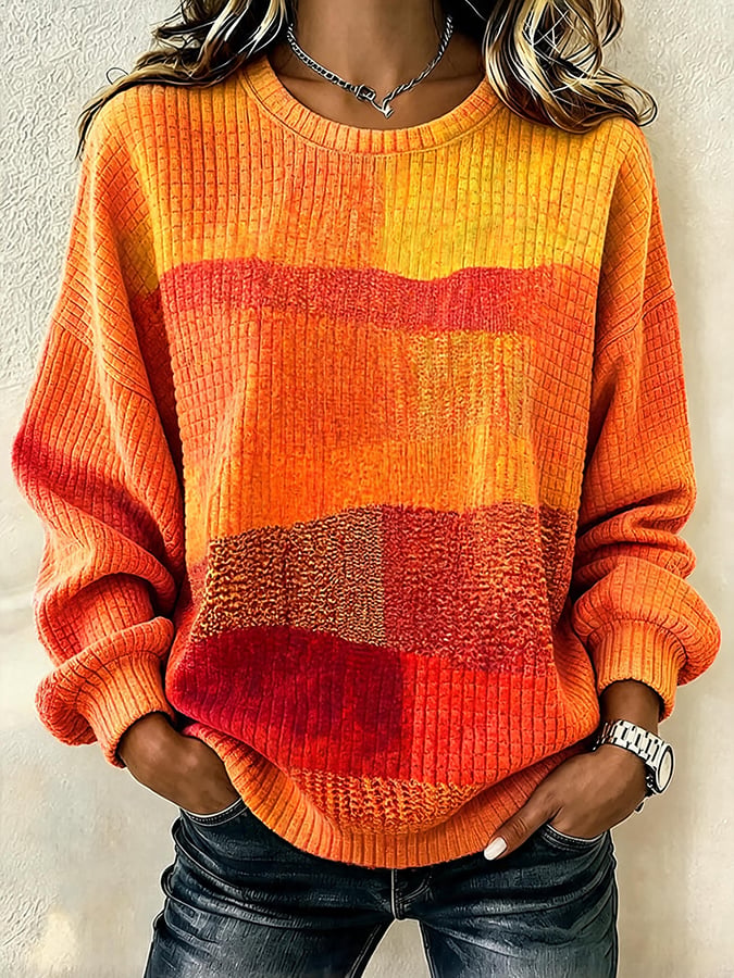 Women's Casual Autumn Printed Pullover Sweatshirt