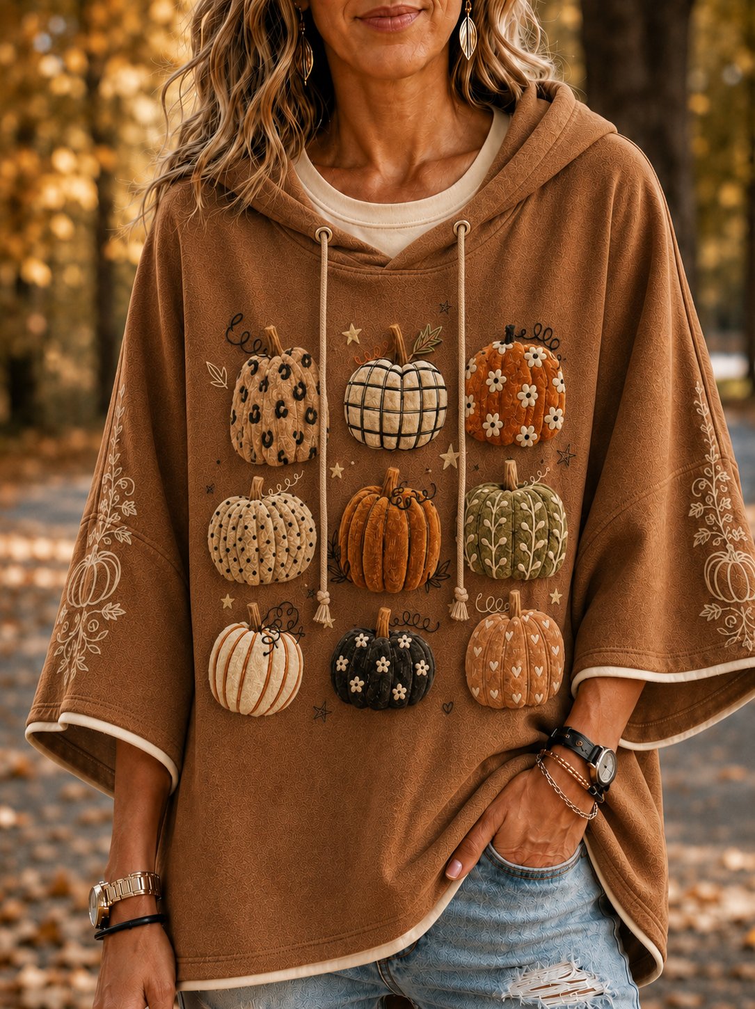 Women's Autumn Print Hooded Sweatshirt