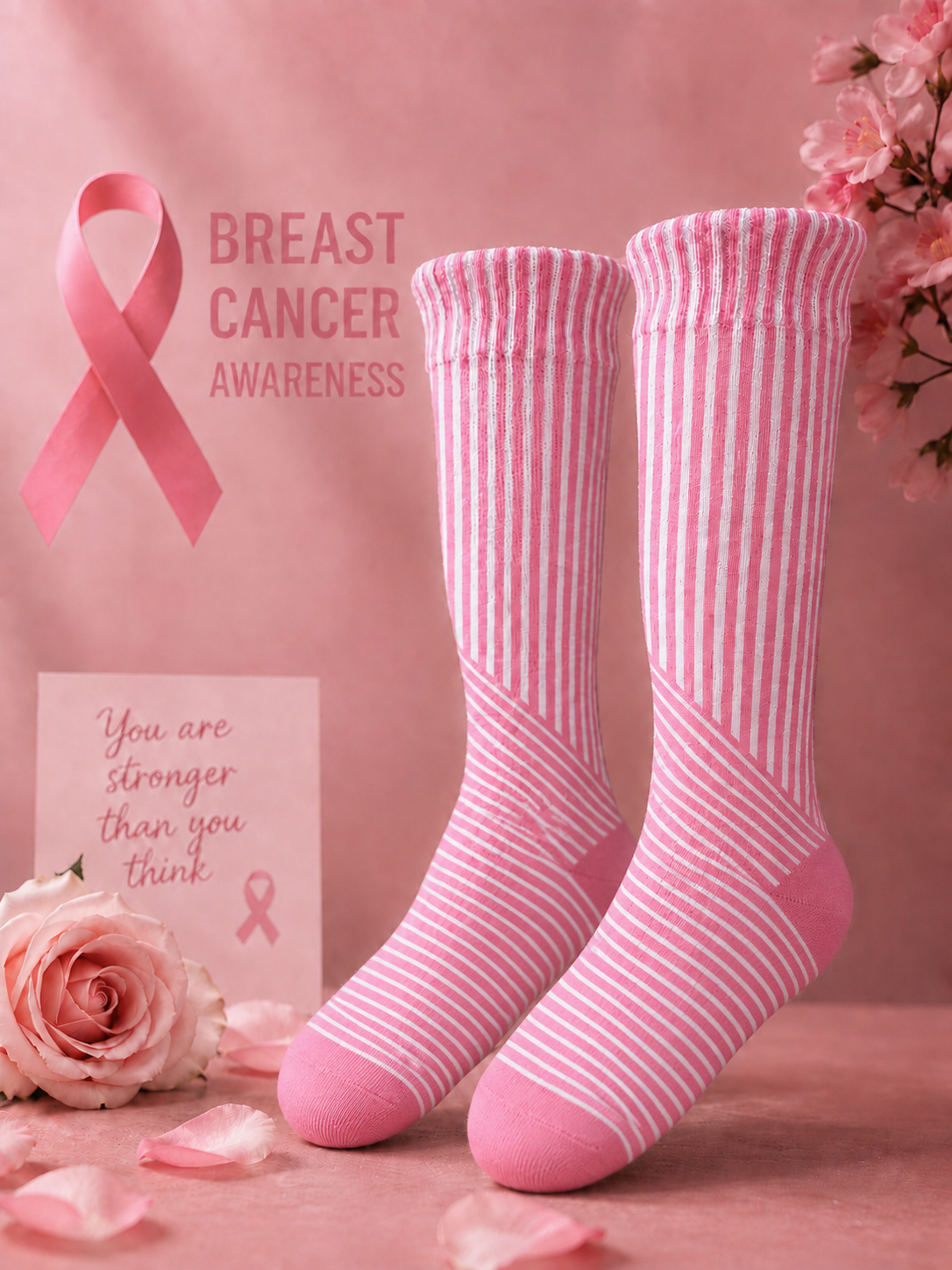Unisex Breast Cancer Awareness Promotion Theme Socks