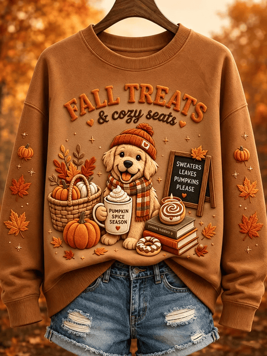 Women's Autumn Fun Dog Pattern Print Casual Sweatshirt