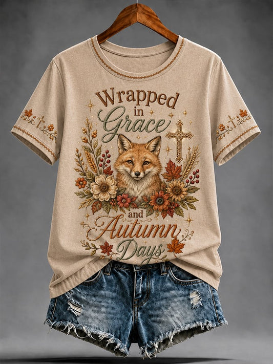 Women's Casual Short-Sleeve T-Shirt with "Faith" Print (Autumn)