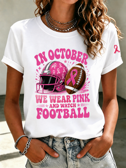 Women'S Pink Art Printed Casual T-Shirt