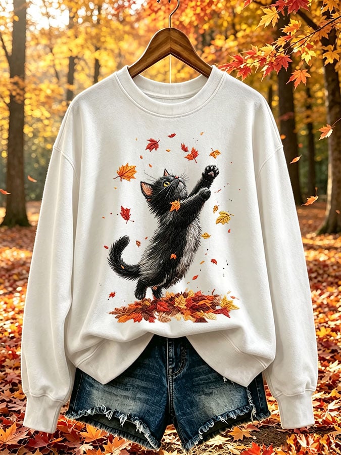 Women's Casual Printed Long-Sleeve Sweatshirt