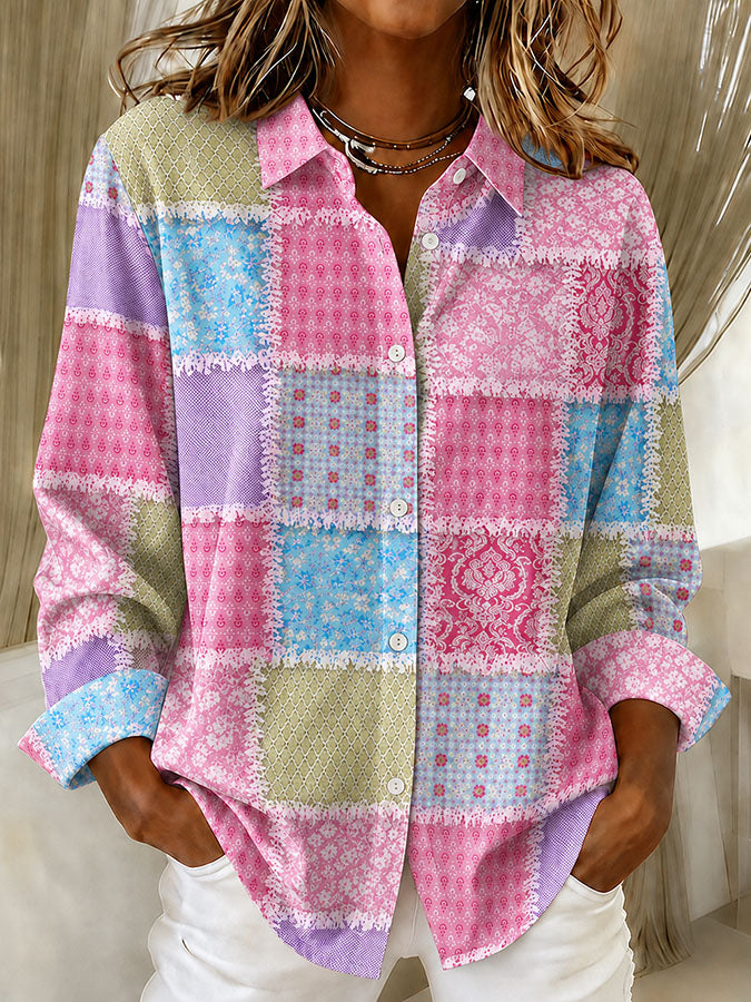 Women'S Casual Floral Art Printed Shirt