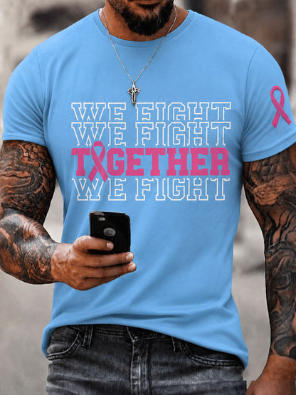 Men's We Fight Together Pink Ribbon Breast Cancer Awareness Short Sleeve T-Shirt
