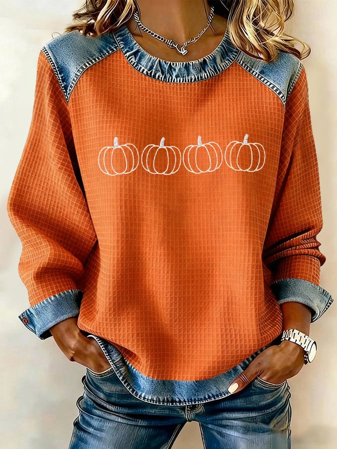 Women's Vintage Pumpkin Print Sweatshirt