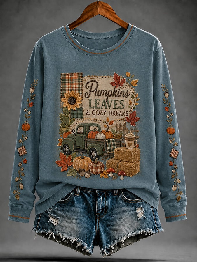 Women's Vintage Autumn Print Sweatshirt