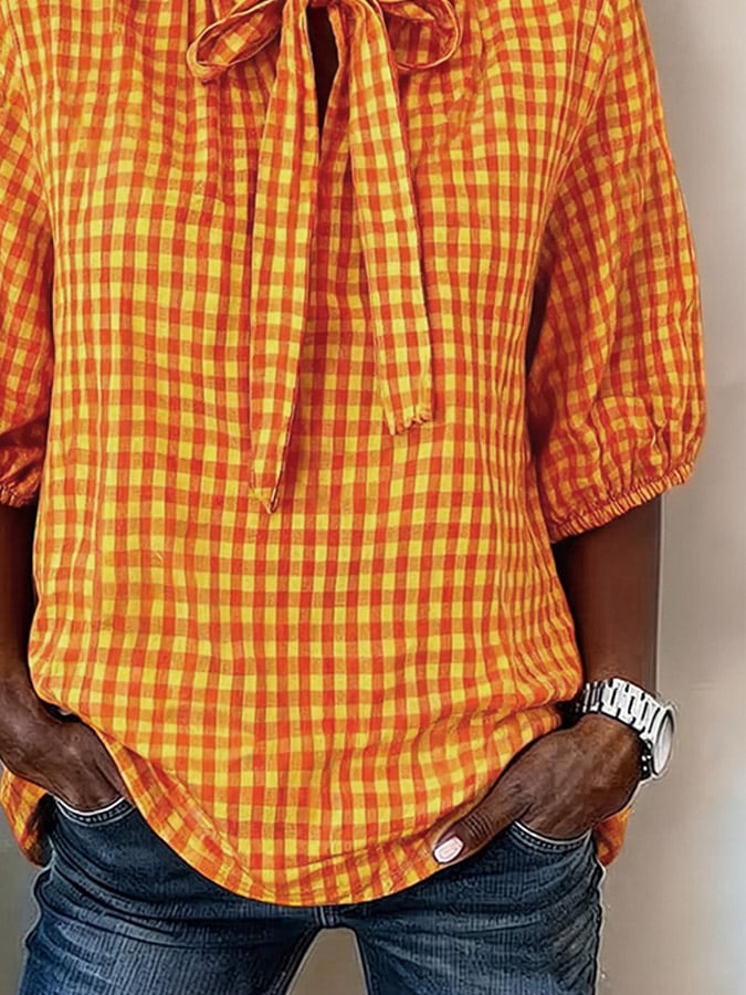 Women's Casual Plaid Print Top