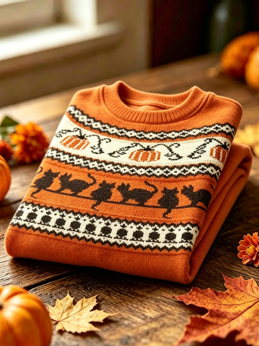 Women's Casual Autumn Round Neck Knit Sweatshirt