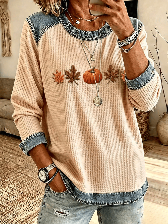 Women'S Casual Pumpkin Print Autumn Top