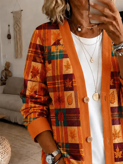 Women's Vintage Autumn Plaid Cardigan