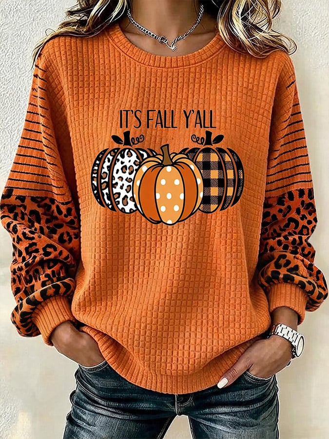 Women's Casual Autumn Printed Pullover Sweatshirt