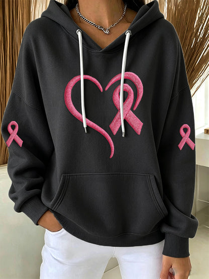 Women'S Casual Pink Love Art Hoodie
