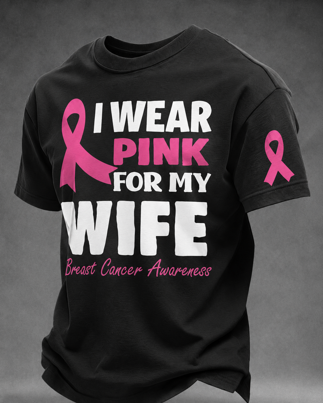 Men's I Wear Pink For My Wife Breast Cancer Awareness Graphic T-Shirt