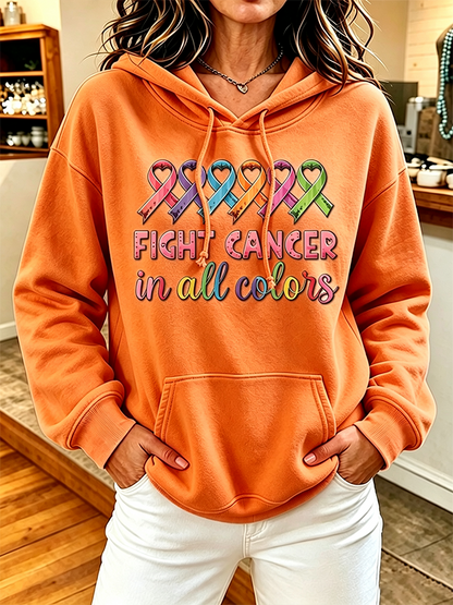 Women'S Cancer Awareness Month Casual Hooded Sweatshirt