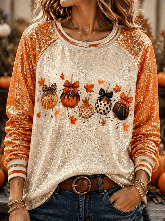 Women's Autumn Season Comfortable Raglan Sleeve Crew Neck Sweatshirt