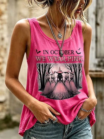 Women'S In October We Wear Pink Printed Tank Top
