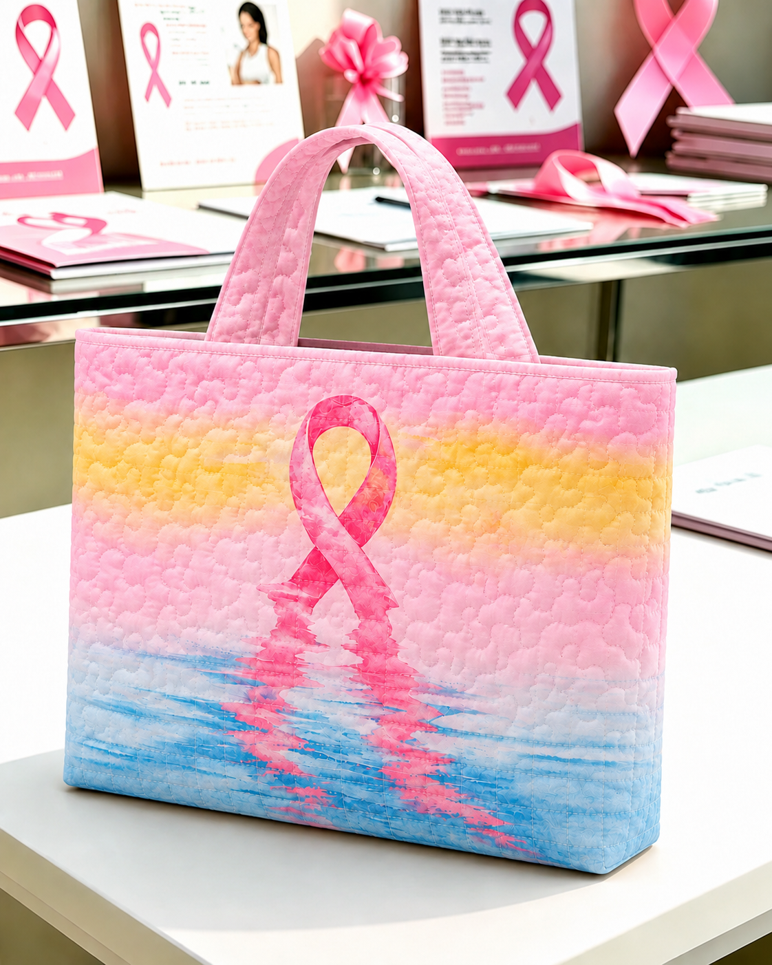Women'S Leisure Breast Cancer Awareness Promotion Handbag