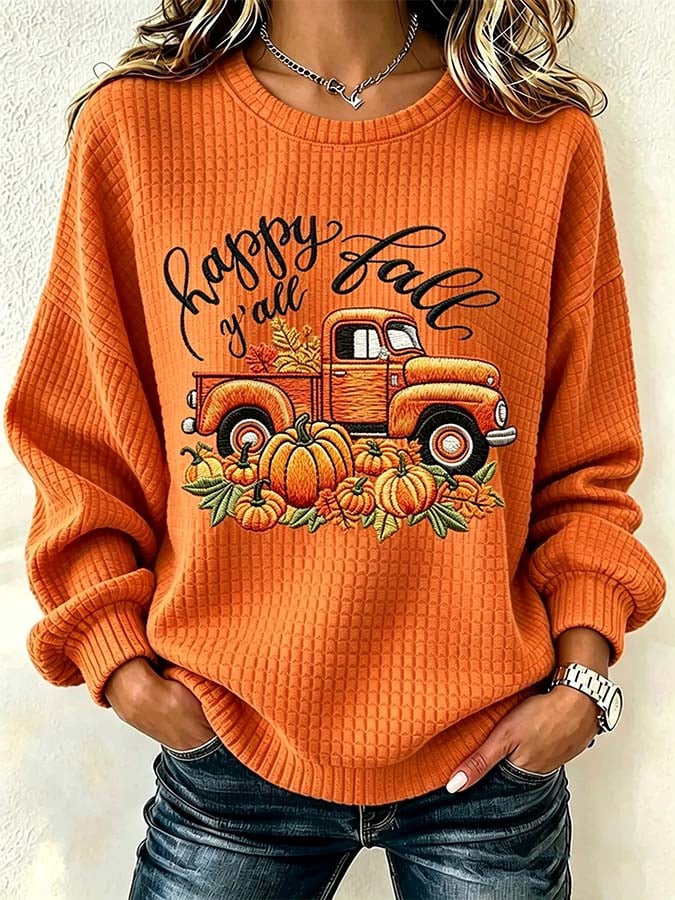 Women'S Casual Pumpkin Print Autumn Top