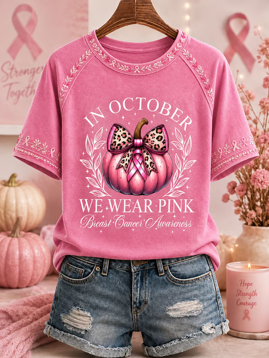 Women's Casual Simple Breast Cancer Art T-Shirt