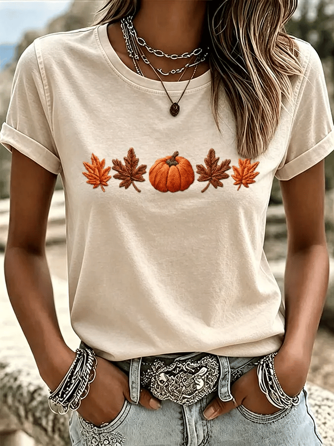 Women'S Casual Pumpkin Print Autumn Top