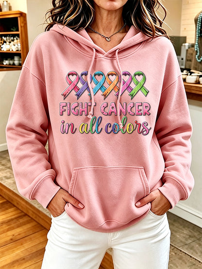 Women'S Cancer Awareness Month Casual Hooded Sweatshirt