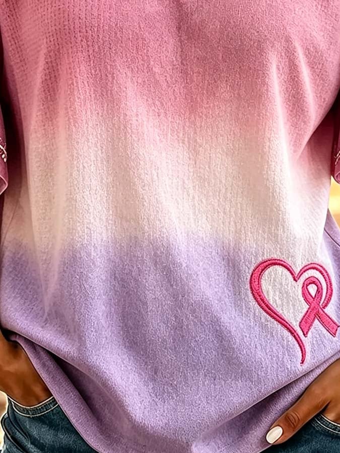 Faith-Themed Printed Top For Women'S Breast Cancer Prevention