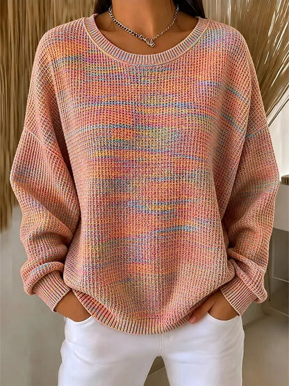 Women's Casual Crew-Neck Printed Waffle-Knit Sweatshirt