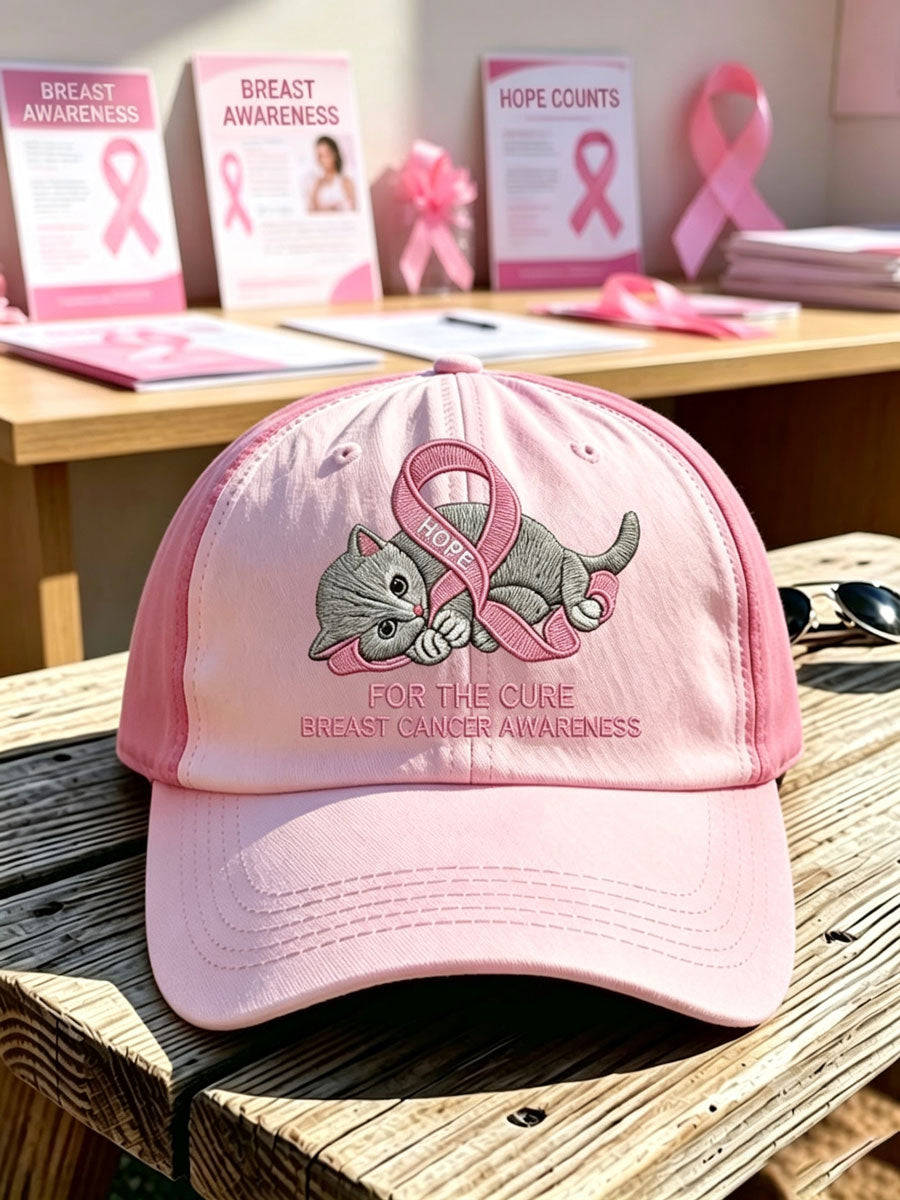 Unisex Pink Cat Breast Cancer Promotional Baseball Hat