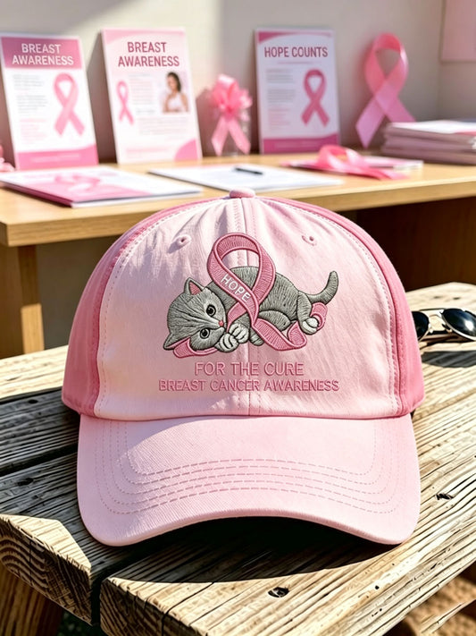 Unisex Pink Cat Breast Cancer Promotional Baseball Hat