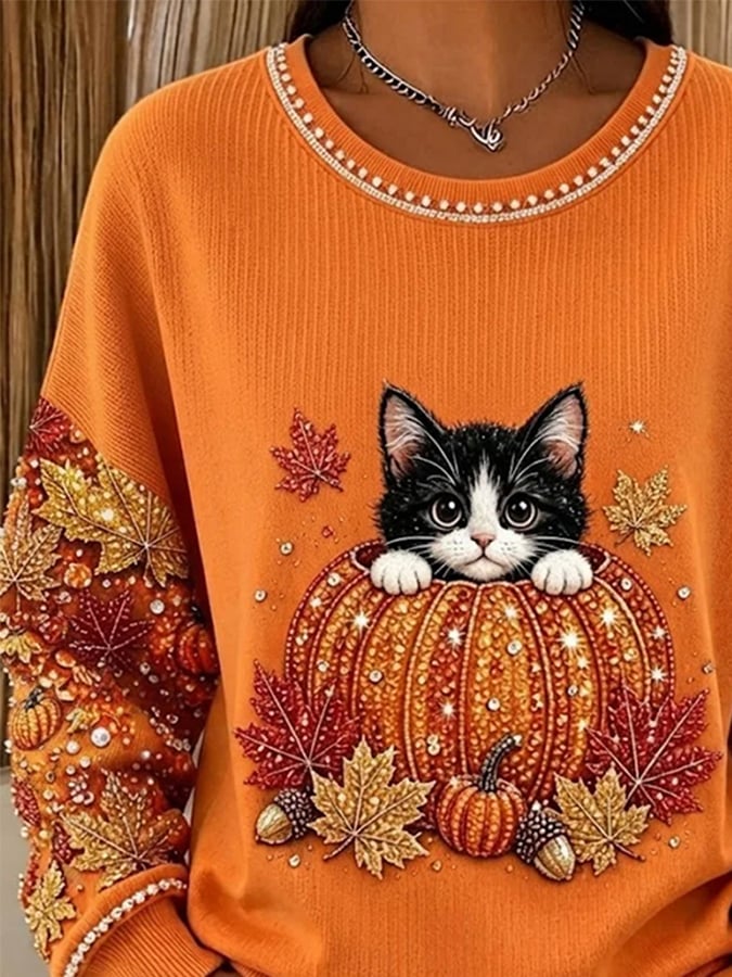 Women's Casual Printed Pullover Sweatshirt