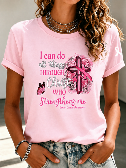 Women'S Pink Art Printed Casual T-Shirt
