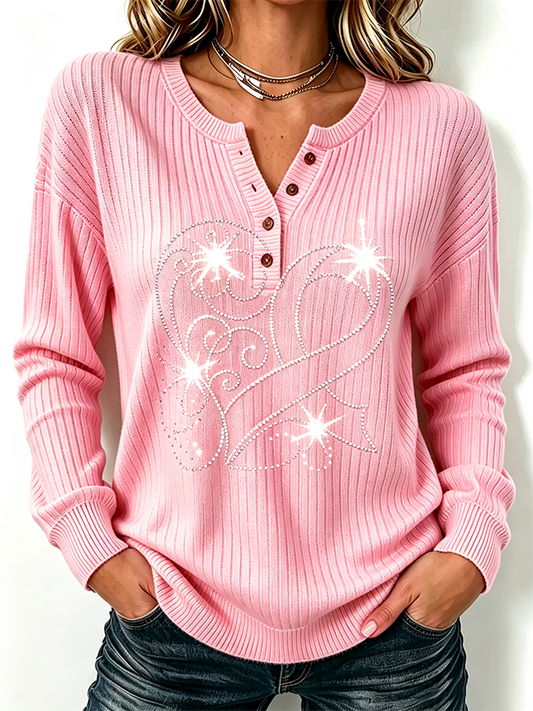 Women's Sparkling Diamond Casual Printed Sweatshirt