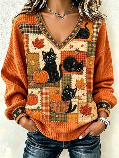Women'S Casual Pumpkin Print Autumn Top