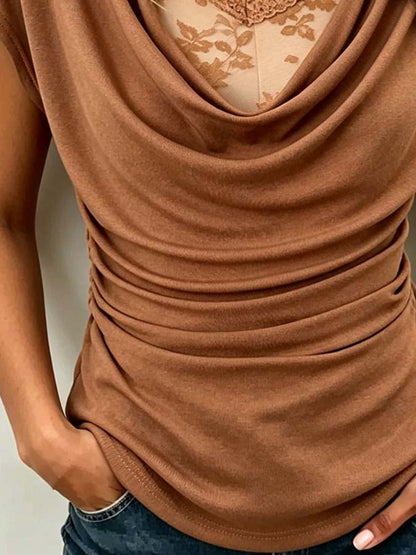 Women'S Lace-Panelled "Faux-Layered" Top