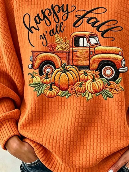 Women'S Casual Pumpkin Print Autumn Top