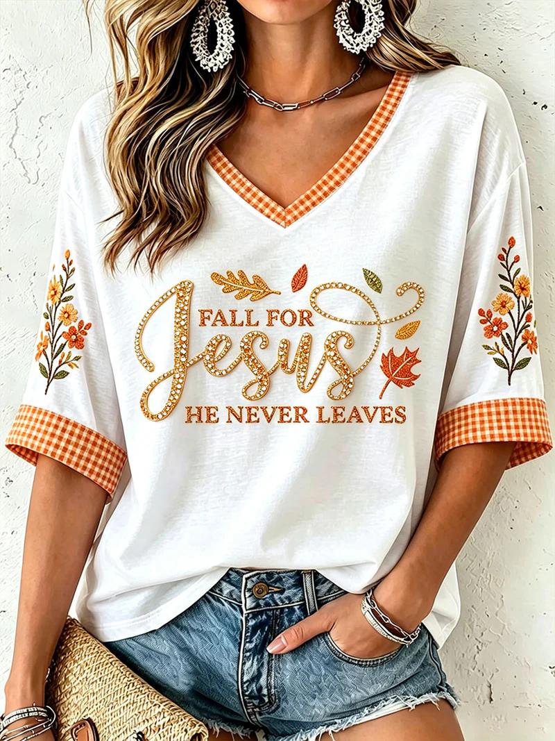 Women's Fall Casual Faith Graphic Print T-Shirt
