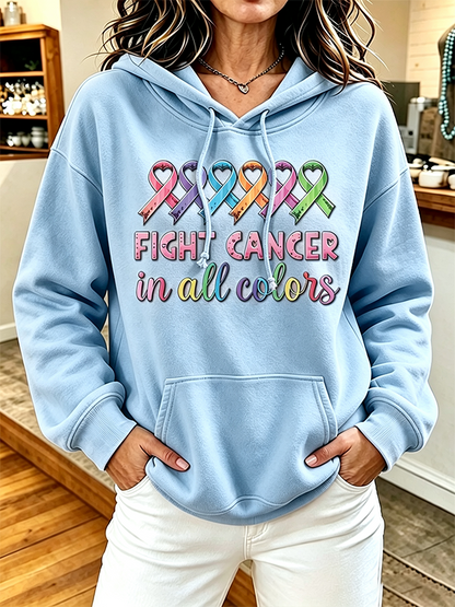 Women'S Cancer Awareness Month Casual Hooded Sweatshirt