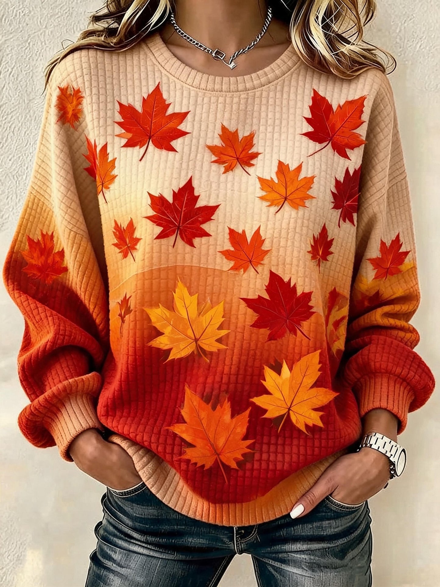 Women's Casual Autumn Printed Pullover Sweatshirt