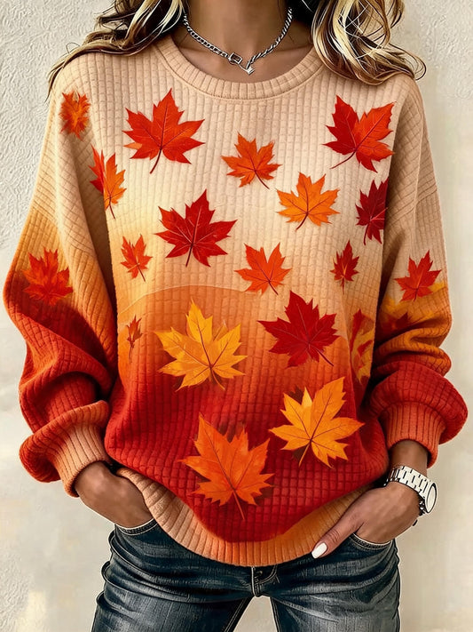 Women's Casual Autumn Printed Pullover Sweatshirt