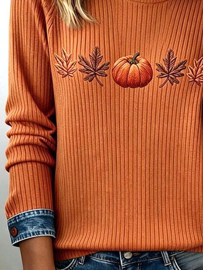 Women'S Casual Pumpkin Print Autumn Top