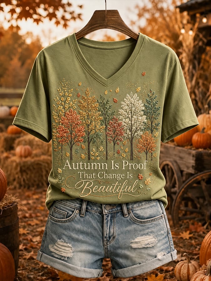 Women'S Casual Autumn Printed T-Shirt