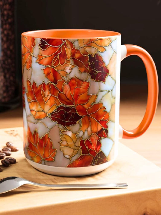 Autumn-themed printed ceramic mug