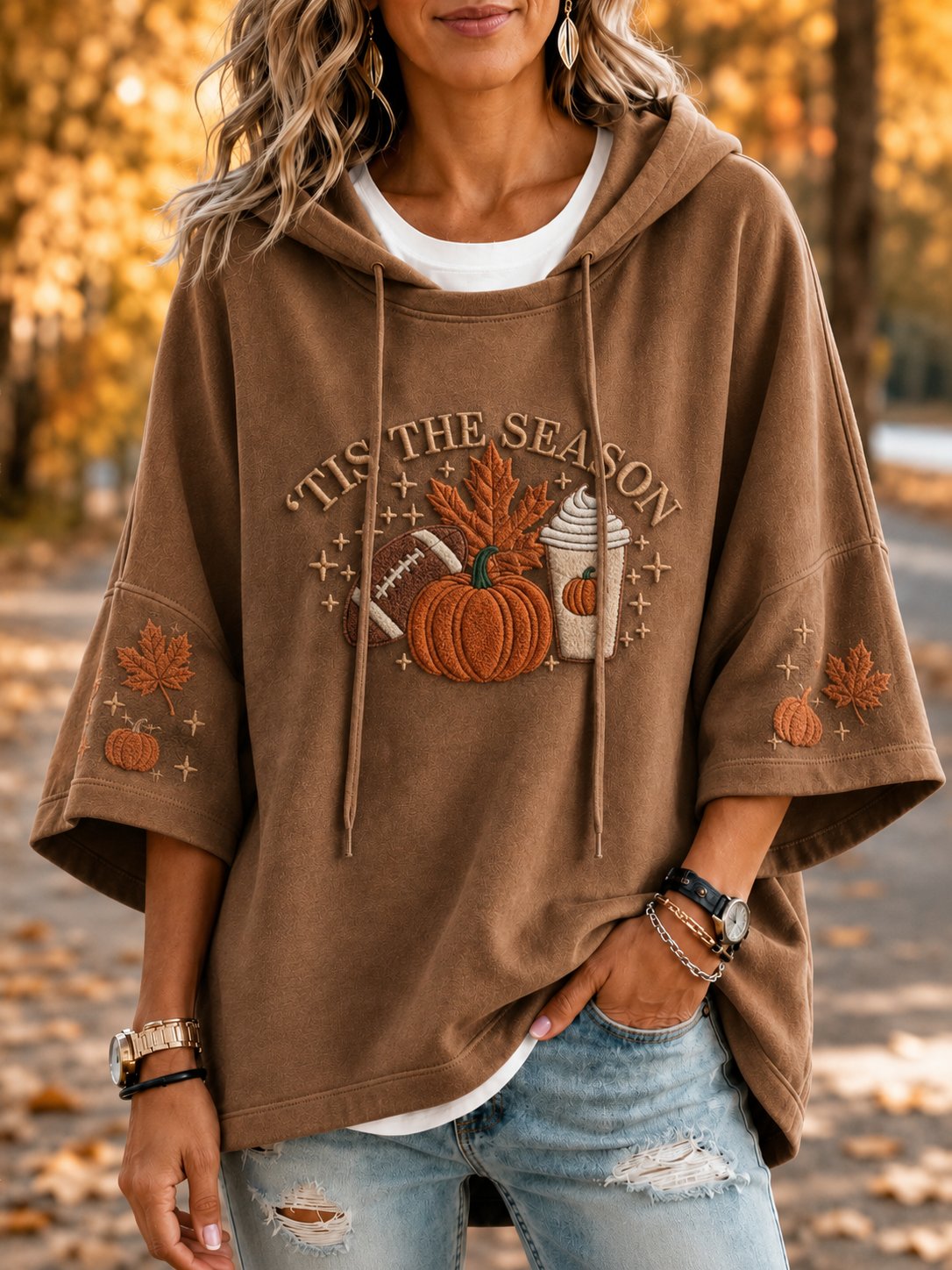 Women's Autumn Print Hooded Sweatshirt