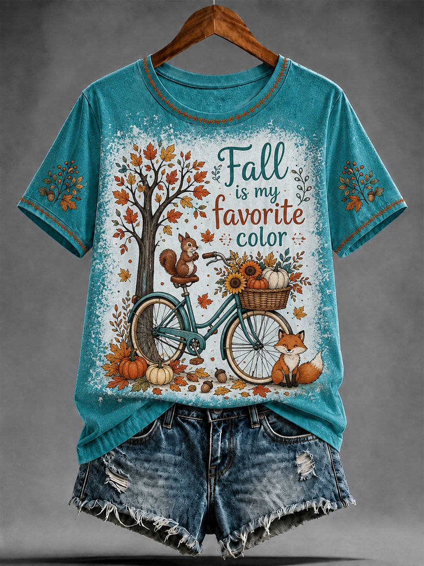 Women's Fall Funny Casual Graphic Print T-Shirt