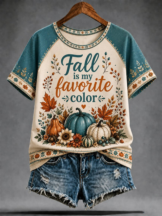 Women's Fall Funny Casual Graphic Print T-Shirt