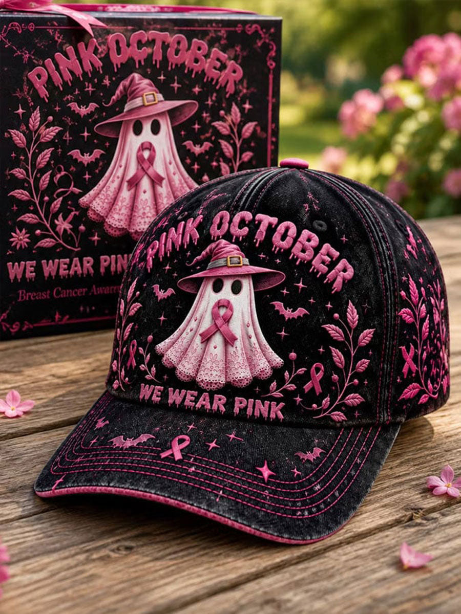 Breast cancer PINK OCTOBER WE WEAR PINK print hat