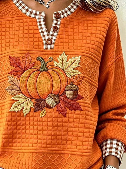 Women'S Casual Pumpkin Print Autumn Top