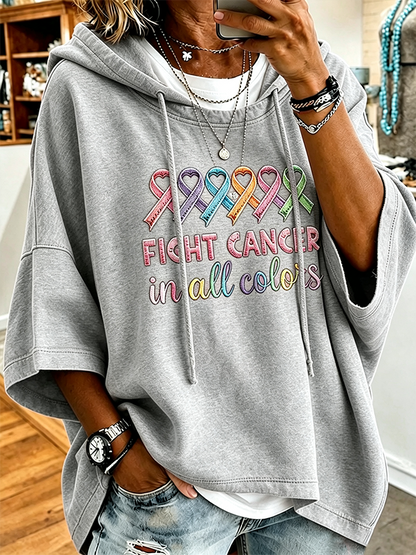 Women's All Cancer Promotion Month Multi Color Print Hoodie